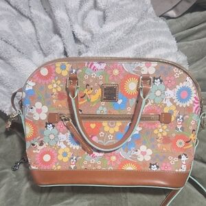 Dooney & Bourke Brown Multicolor Floral Cartoon Dome Satchel
